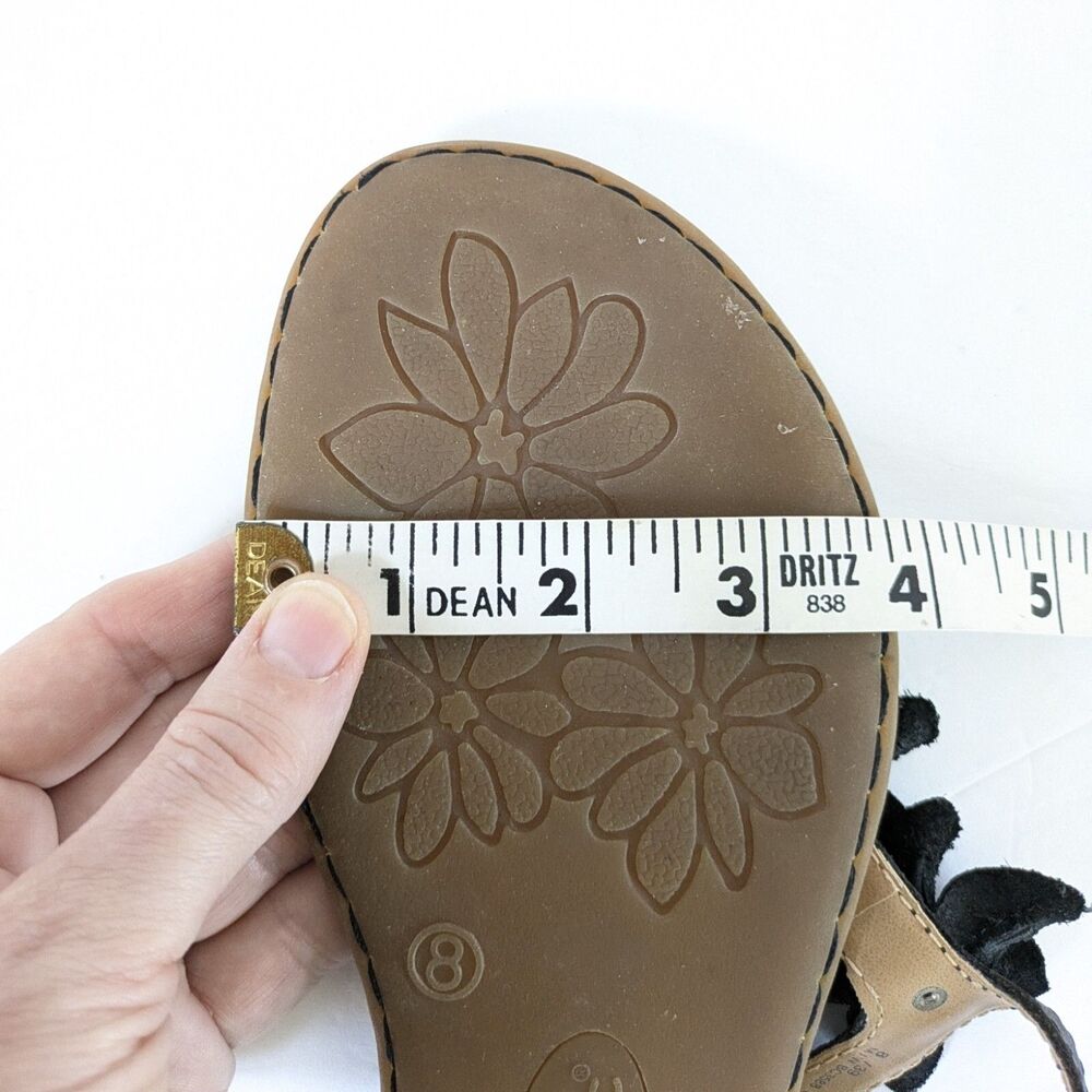 B.O.C. Born Concepts 8M Black Leather Slingback Flat Thong Sandals Flower Flats - Picture 15 of 15
